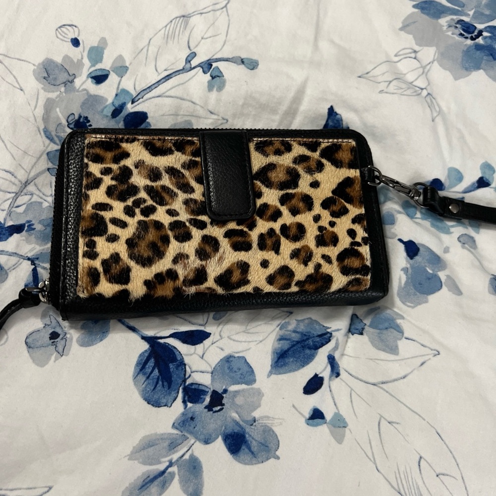 Rachel Zoe Leopard Print Wallet with Black Accents